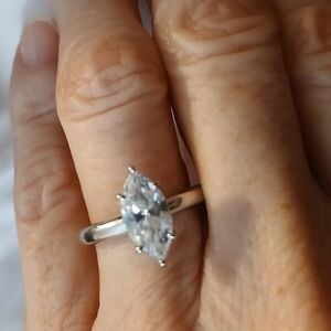 Diamonique Cubic Ziconia 2.00 Ct Marquise Solitaire Ring In Sterling Silver